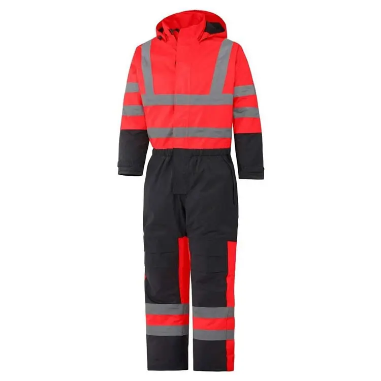 Factory Supply Orange / Black One Piece Hi Vis Freezer High Visibility Waterproof Quilted Winter Insulated Workwear