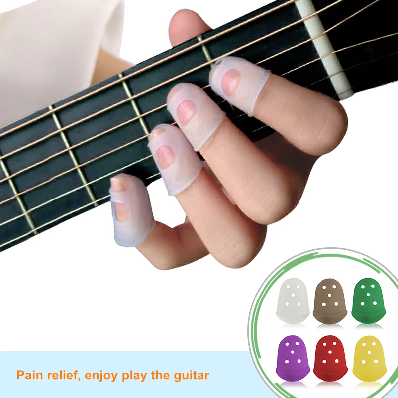 Heat Resistant Silicone Rubber Finger Tips Protector Cover Caps Cots For Playing Guitar