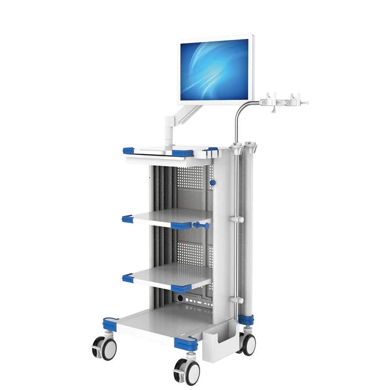 Low price and height adjustable Endoscopic cart for hospital,hospital trolley with caster