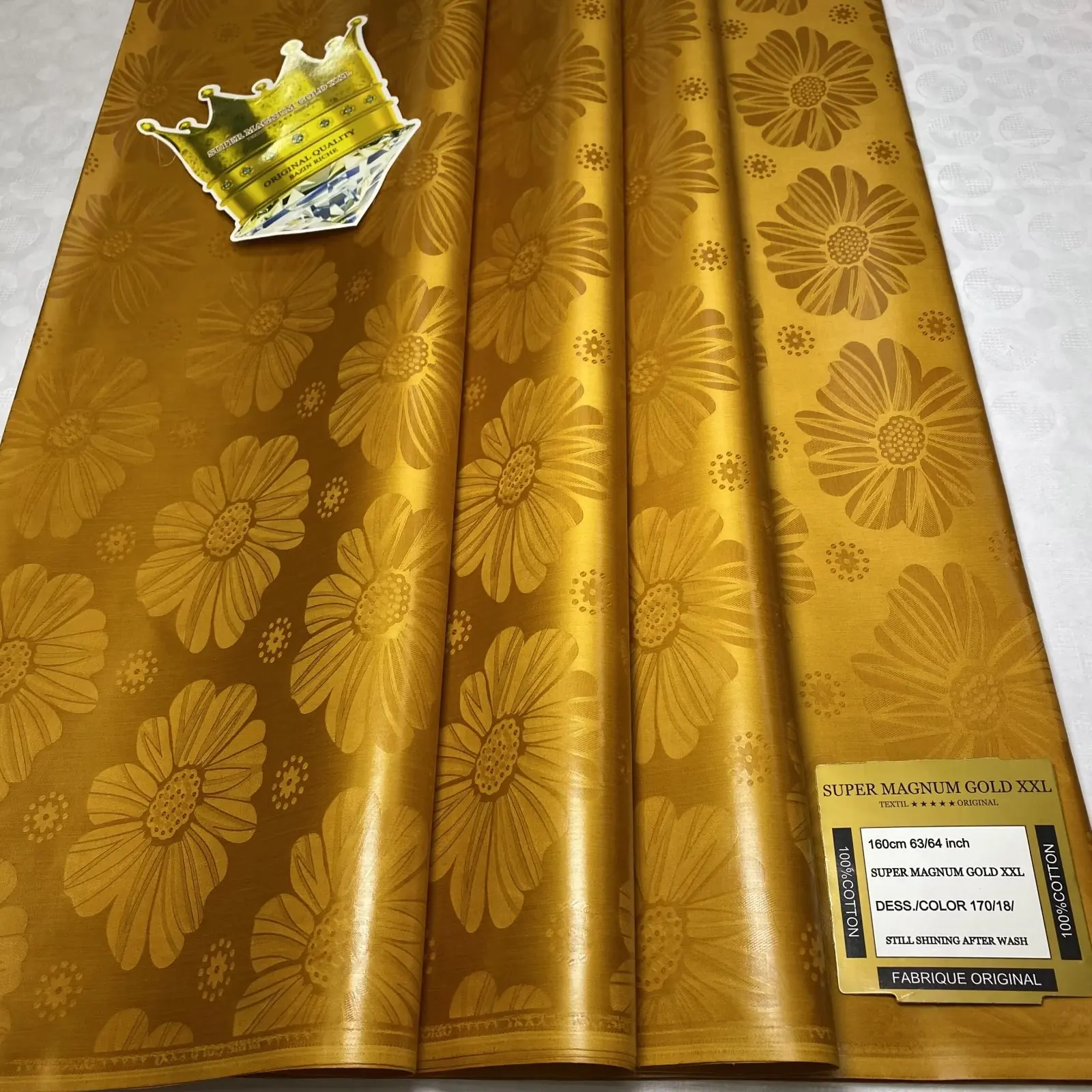 Wholesale high quality Super magnum gold XXL bazin riche 100% cotton shining bazin riche fabric