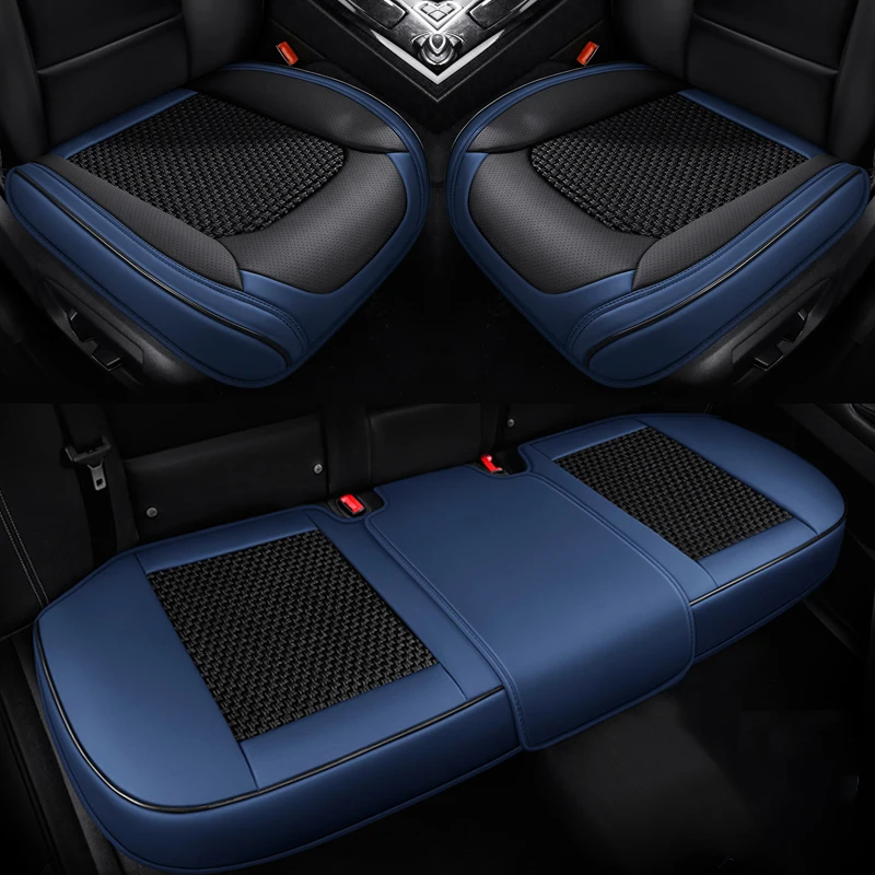 Gray Car Seat Cover 2 Pack, Universal Leather Front Seat Covers Bottom Protector, Anti-Slip and Full Wrapping Edge Compatible