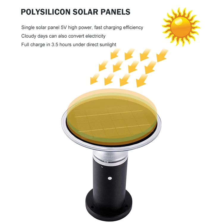 High Powered Pathway Garden Bollard Pillar Outdoor Waterproof 3W Solar Led Lawn Light