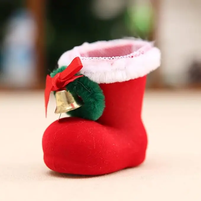 felt christmas candy boots shoes children gift red decoration flocking nonwoven boots