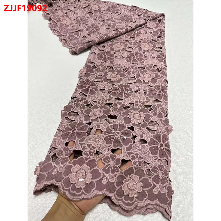 3D flower hollow out hard cotton fabric sequin embroidery lace