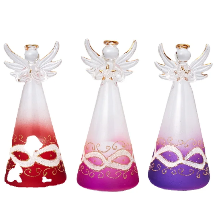 Light Up Christmas Ornament Glass Angel with LED Light