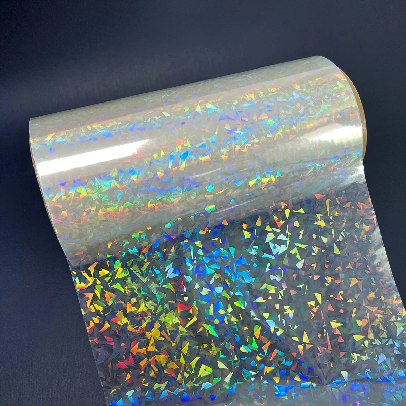 China Suppliers Laminating Packaging Broken Glass Pattern Holographic Lamination Film For Hot Laminate Film Machine