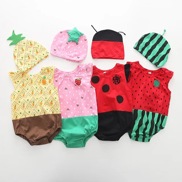 2022 New Style Rompers Baby Girl  Clothes  Cute Fruit Baby Summer Romper Girls Soft Baby Clothes Cotton