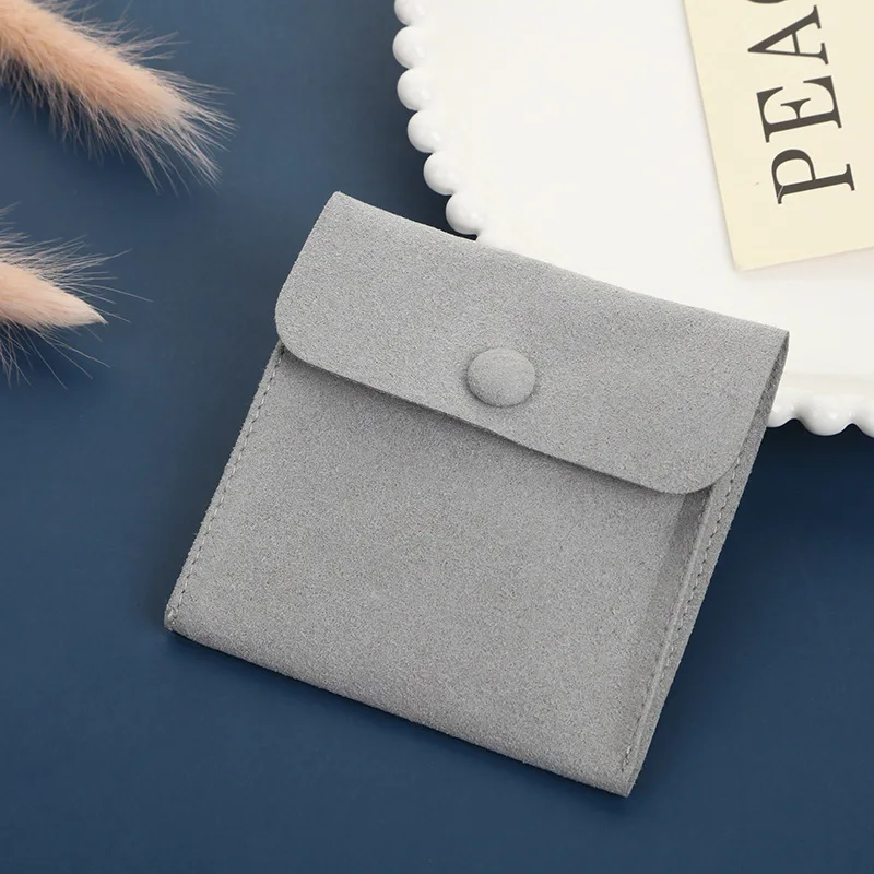 2023 Wholesale Necklace Jewelry Gift Bags Velvet Small Envelope Flap Suede Microfiber Jewelry Pouch Bag