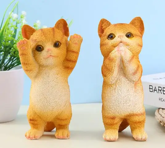 Cute orange cat animal decoration cat table top resin decoration
