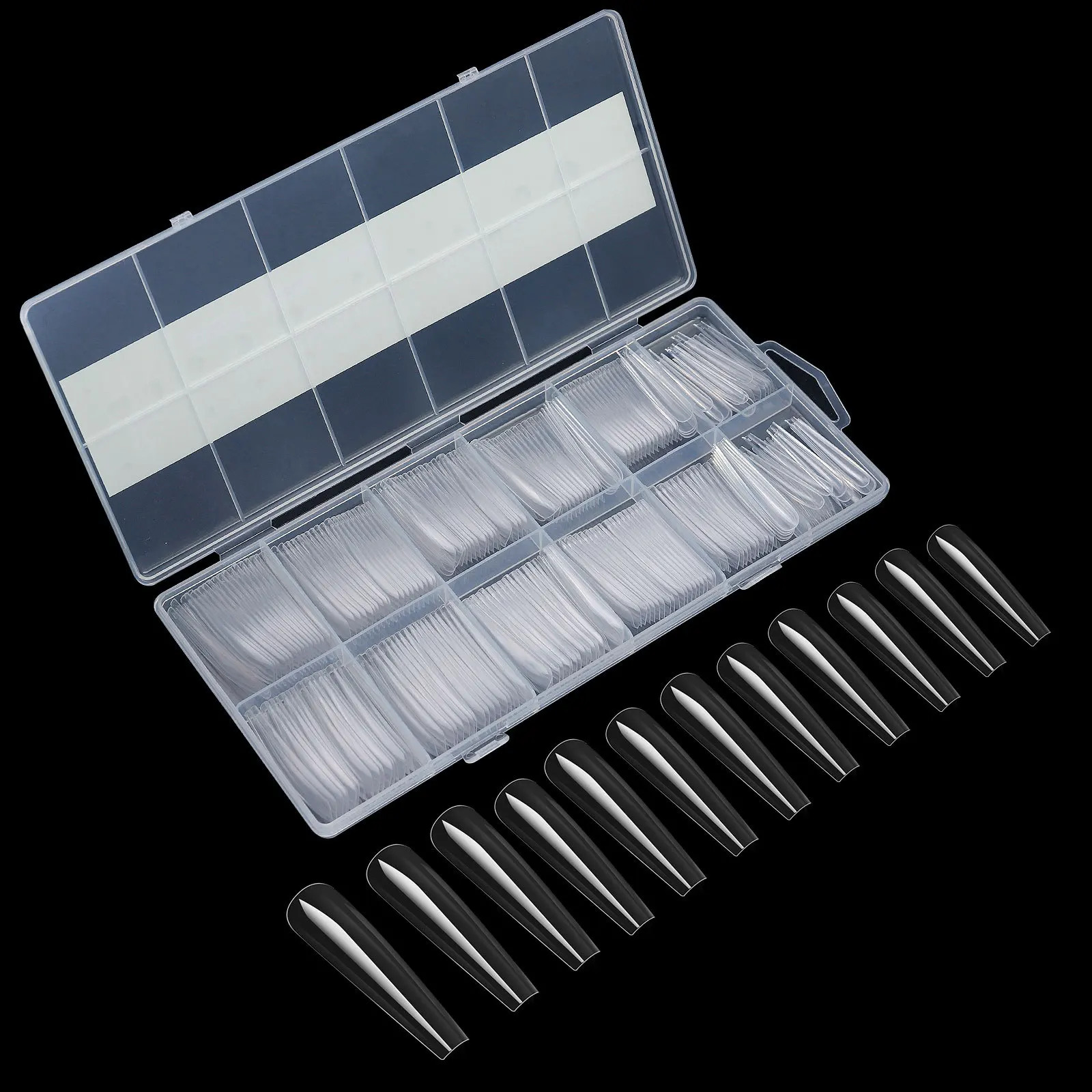240Pcs/ Box Full Cover False Nails Tips 10 Sizes French Style Acrylic Artificial Tip Manicure for Nail Tips Art Salons