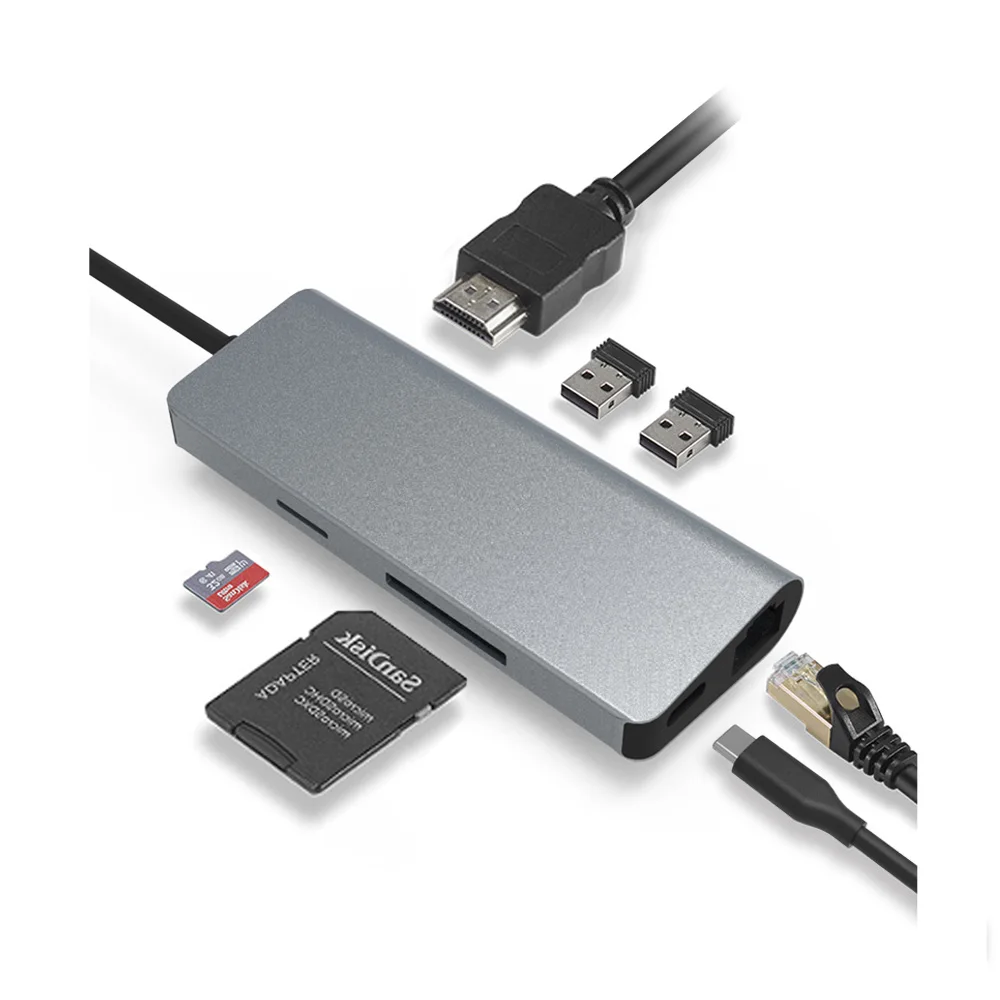 
USB C Hub HDMl TF/SD RJ45 5in1 usb-c hub ethernet USB 3.0 Port 
