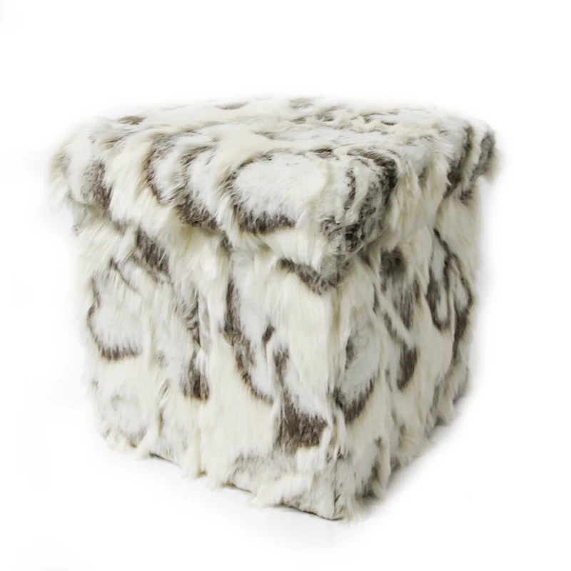 
Factory customized faux fur fabric cube foldable storage chair for bedroom decoration new style sitting stools 