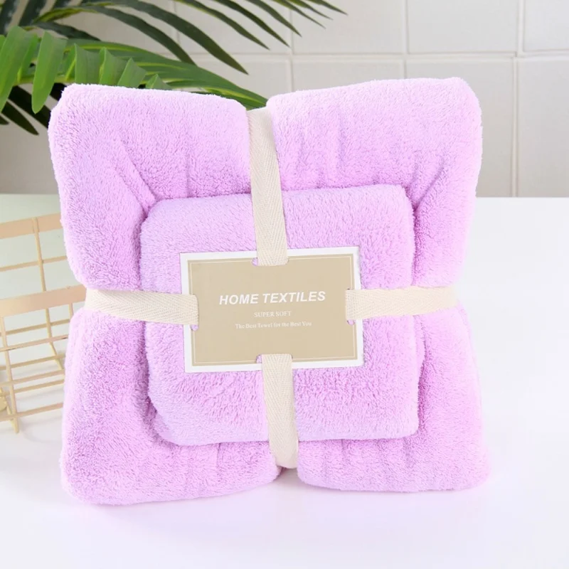 2pcs Quick-Dry Microfiber Bath Towel Set Soft Coral High Absorption Adults Hair Care Swimming Home Spa Sustainable Custom Logo