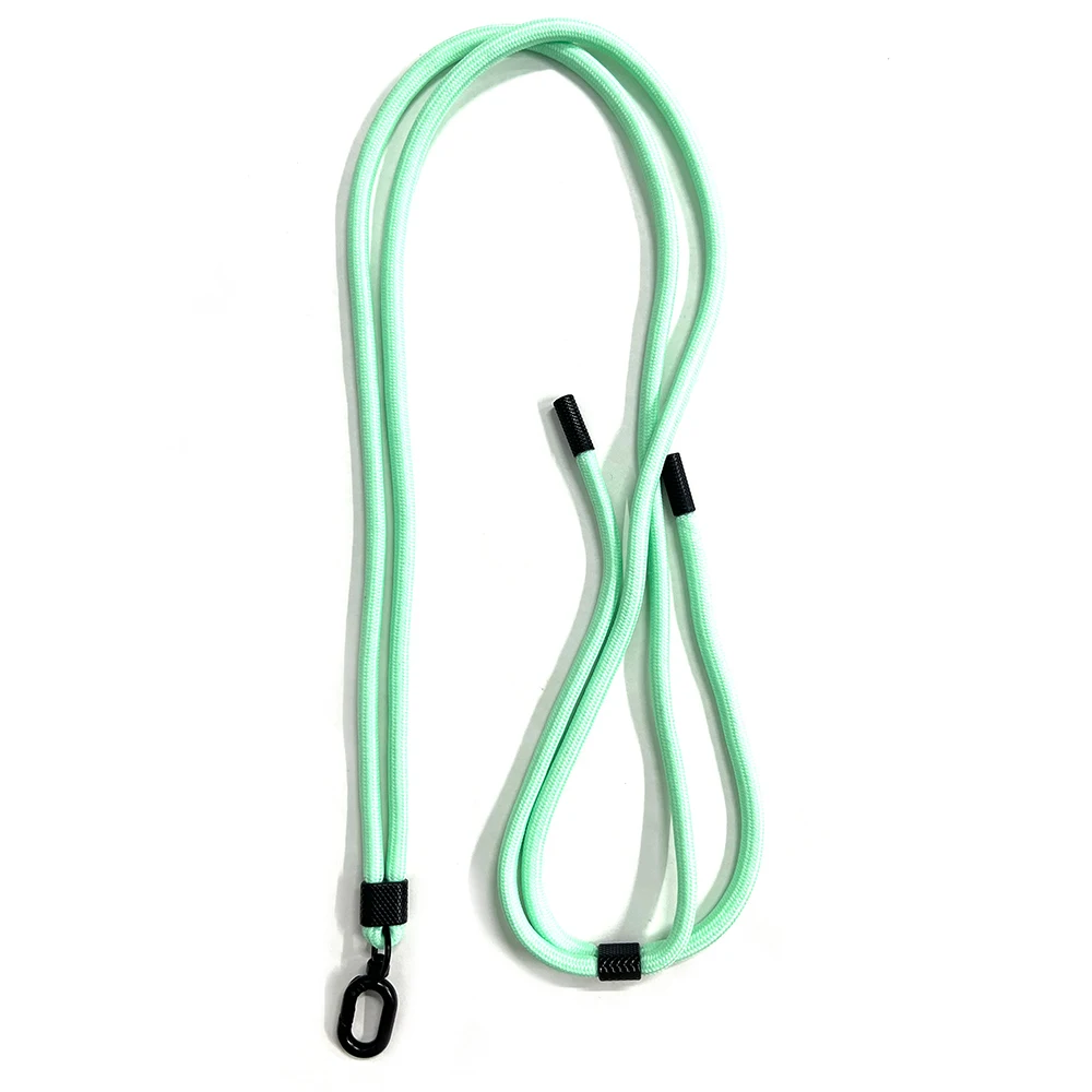 4mm Colorful Braided Nylon Round Rope Fashion Fluorescent Green Long Lanyard Keychain Necklace with Adjustable Accessory