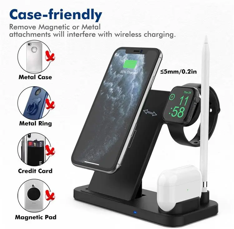 Foldable Mobile Phone 3 in 1 Wireless Charger 4 in 1 Wireless Charging Station