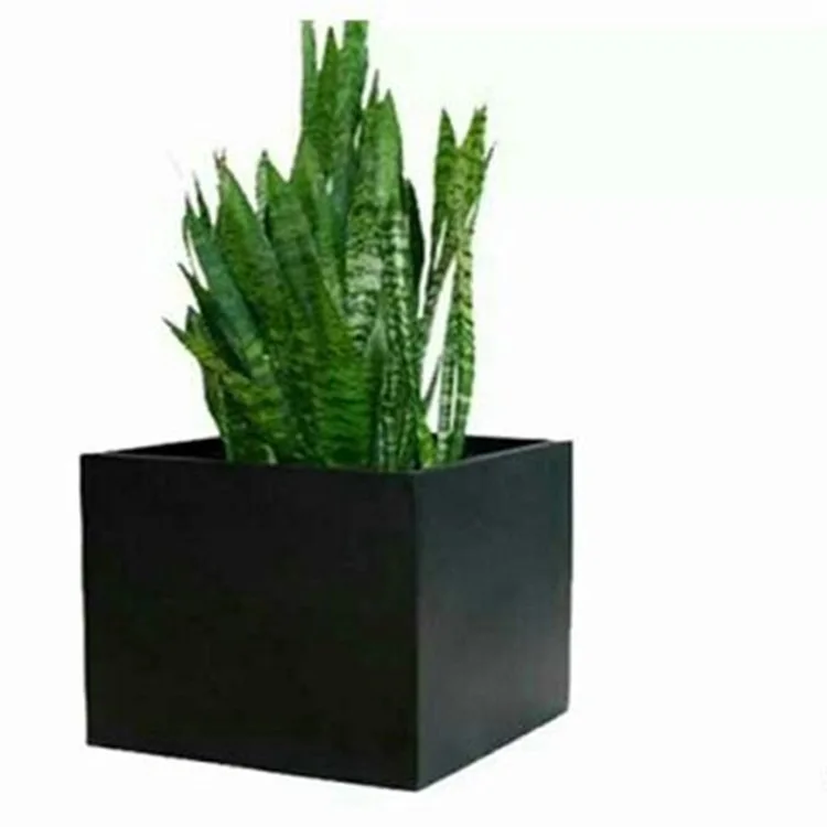 Different Size square Glazed Fiber Planter Set for Garden Hotel Concrete Cement Flower Pot Small Big Design Desktop Floor