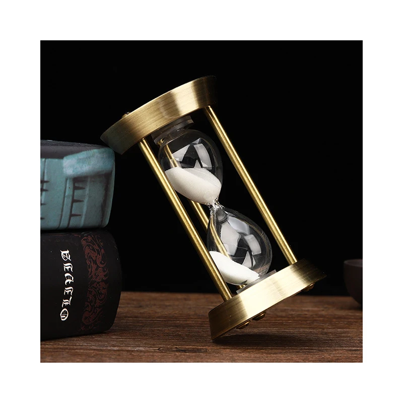 Metal Hourglass Sand Timer European Retro Office Bookshelf Study Ornaments Home Decoration Sand Clock Timer