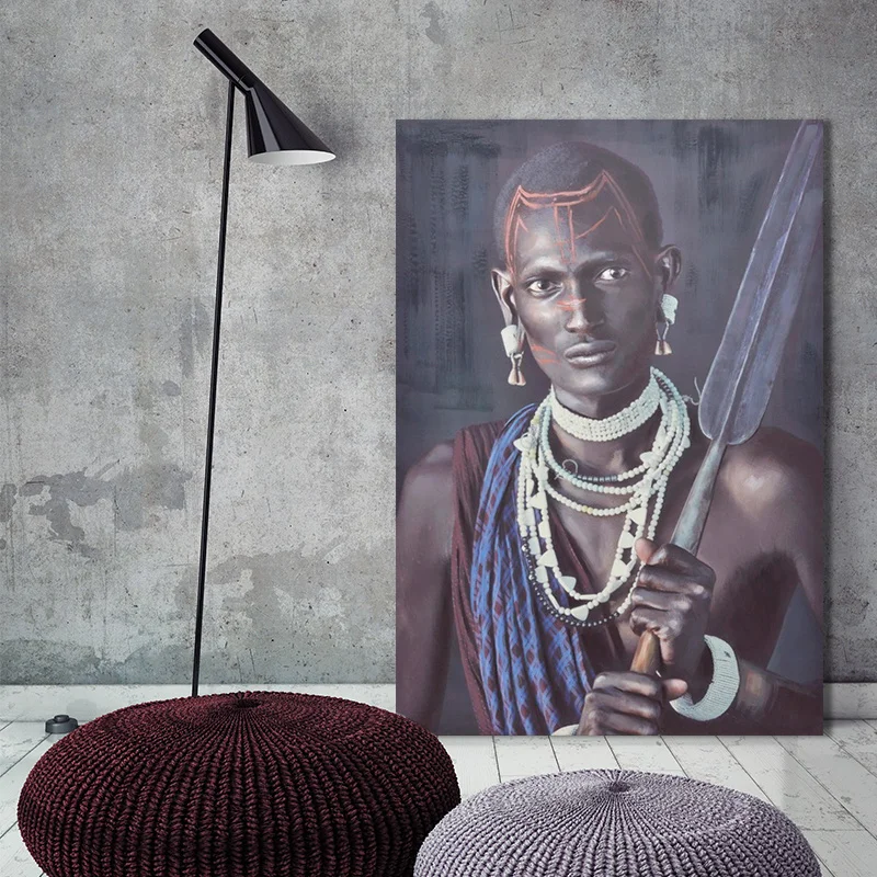 Customized Canvas Wall Art African Black Women Artwork 70X100X3cm