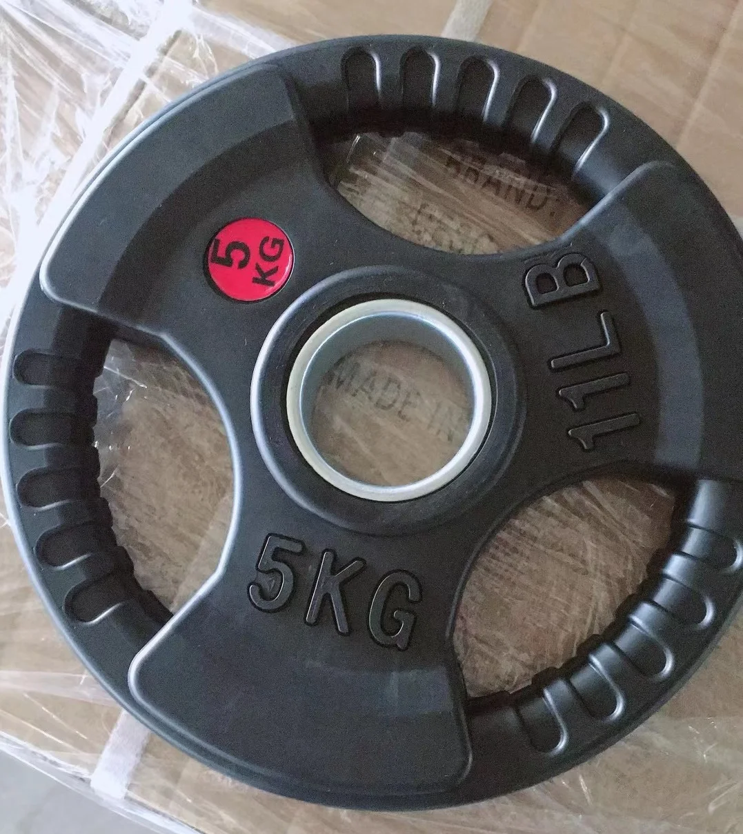 Wholesale Custom Logo Gym Commercial Tri Grip Cast Iron Steel Rubber Coated Barbell Weight Plate