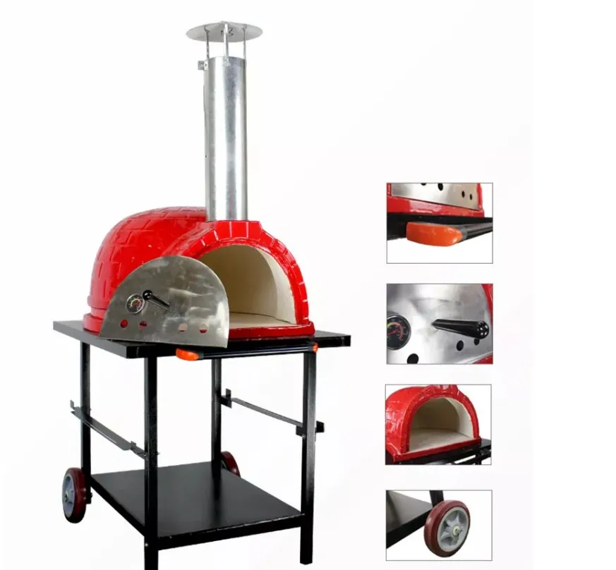 mosaic portable versatile charcoal ceramic tabletop stone base outdoor wood fired pizza oven kamado