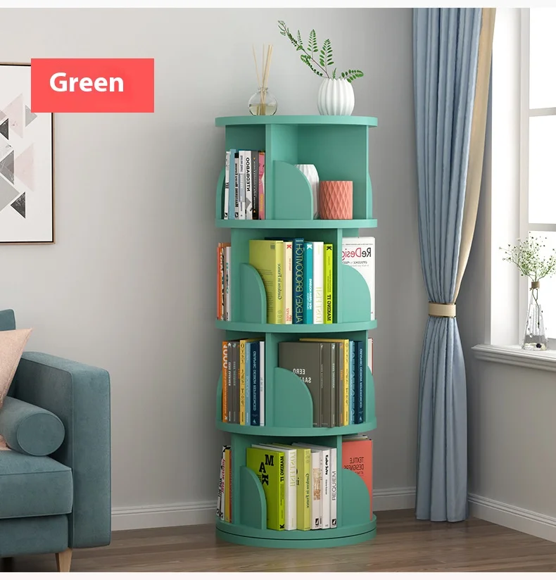 Modern Creative Rotating Bookshelf Wooden bookshelves Bookcase Library Magazine Storage Rack Solid Wood Bookshelf