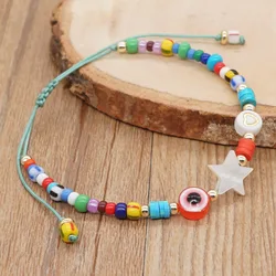 Adjustable Custom Bracelet Five-pointed Star Bead Woven Bracelet Boho Hand Beaded Rainbow Bracelet