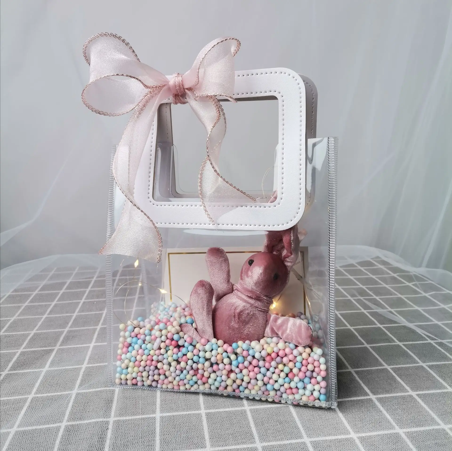 Wholesale Custom Clear PVC Plastic Shopping Bag With Logo Transparent Handle Bags Packing For Gifts