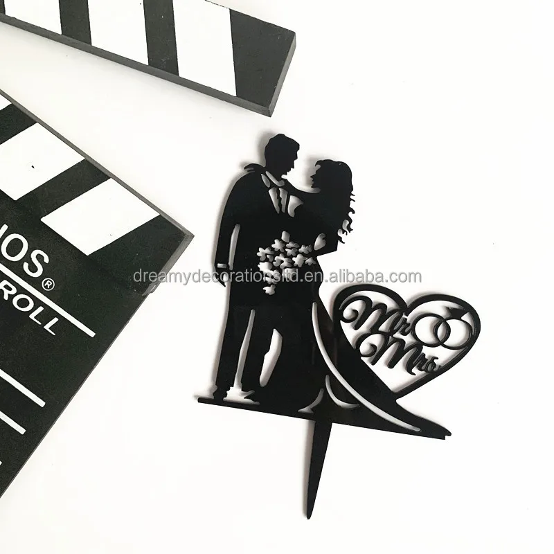 Luxury Acrylic Black Gold Love Proposal Engagement Anniversary Letter Mr&Mrs Wedding Cake Decoration Birthday Cake Topper