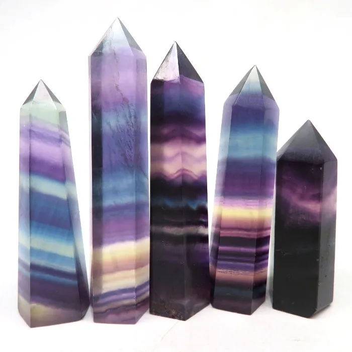 Wholesale Natural Colorful Fluorite Quartz Obelisk Specimen Chakra Crystal Wands