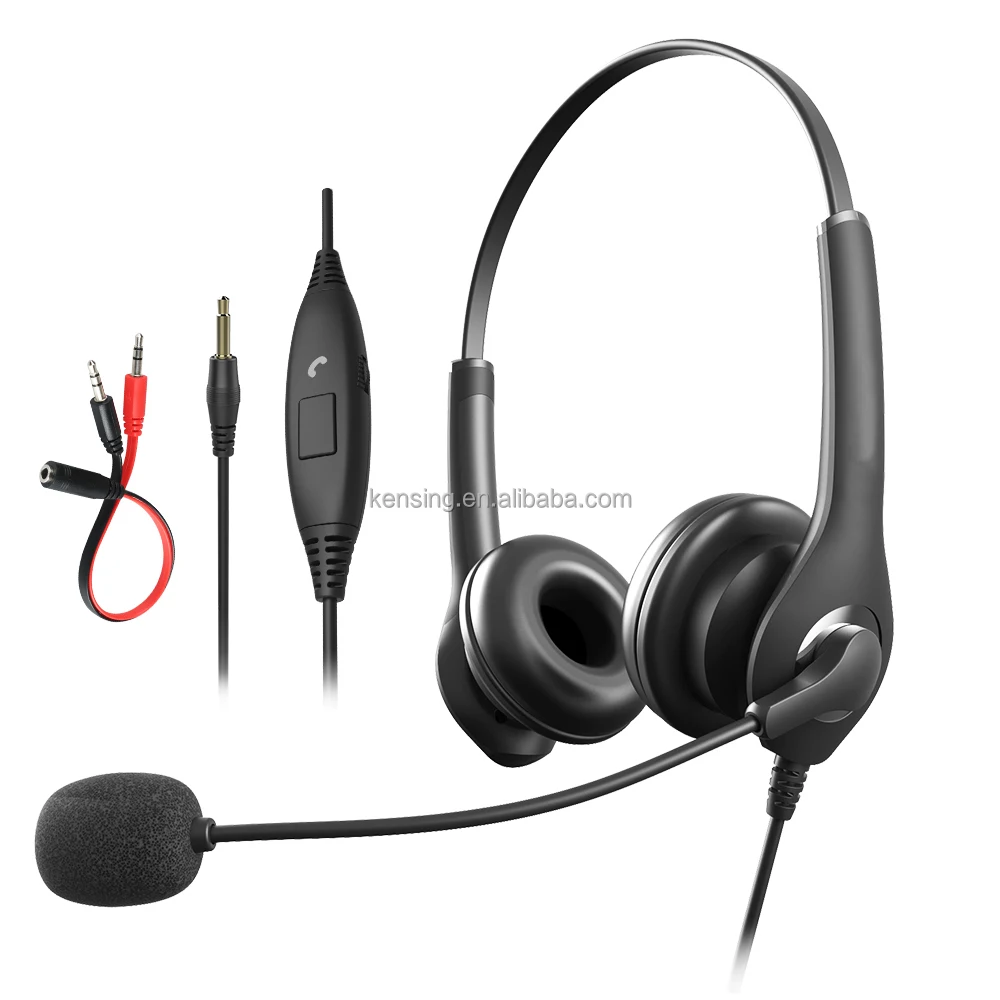 3.5MM Portable Professional Headphone Noise Cancelling Headset Headphones With Microphone For Call Center Headphones