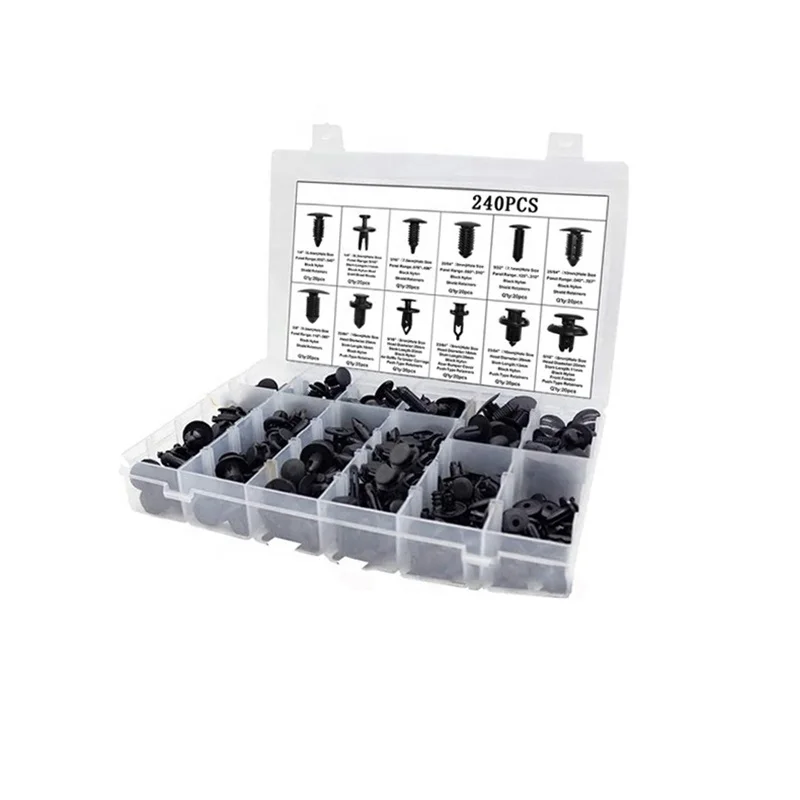 240 PCS Car Retainer Clips Auto Plastic Fasteners Kit Push Trim Pin Rivet Bumper