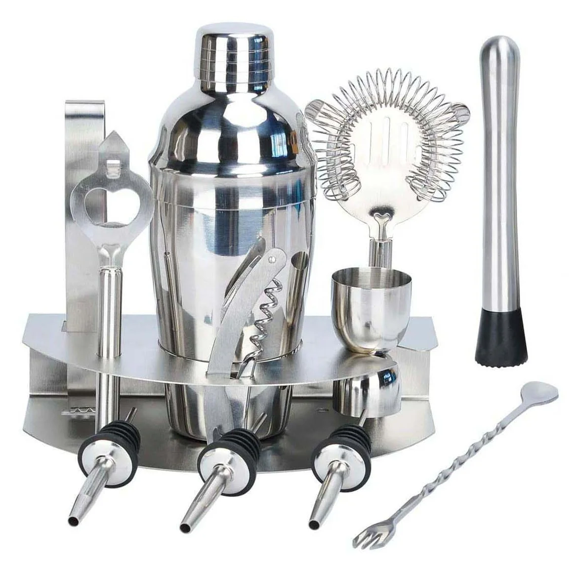Wuyi Camol Factory Cocktail Making Set Bar Tools Bartender Kit 750ml Cobbler Shaker Muddler Jigger Martini Shaker