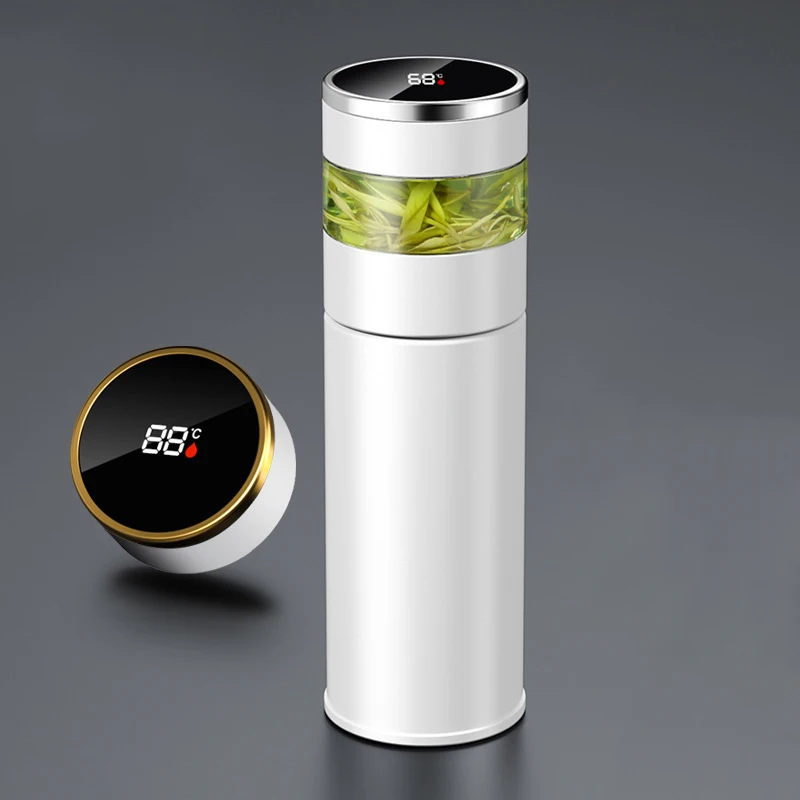 450ml Smart LED Stainless Steel Vacuum Insulated Tea Infuser Tumbler Temperature Display Tea Separation Bottle with Filter
