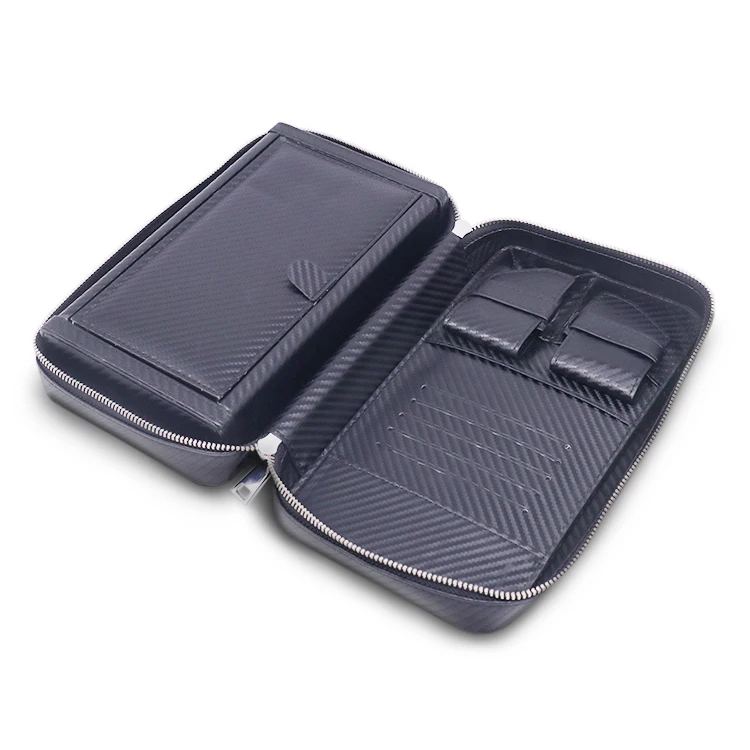 Manufacturer wholesale suitcase tube cedar wood cigar slot leather cigar case