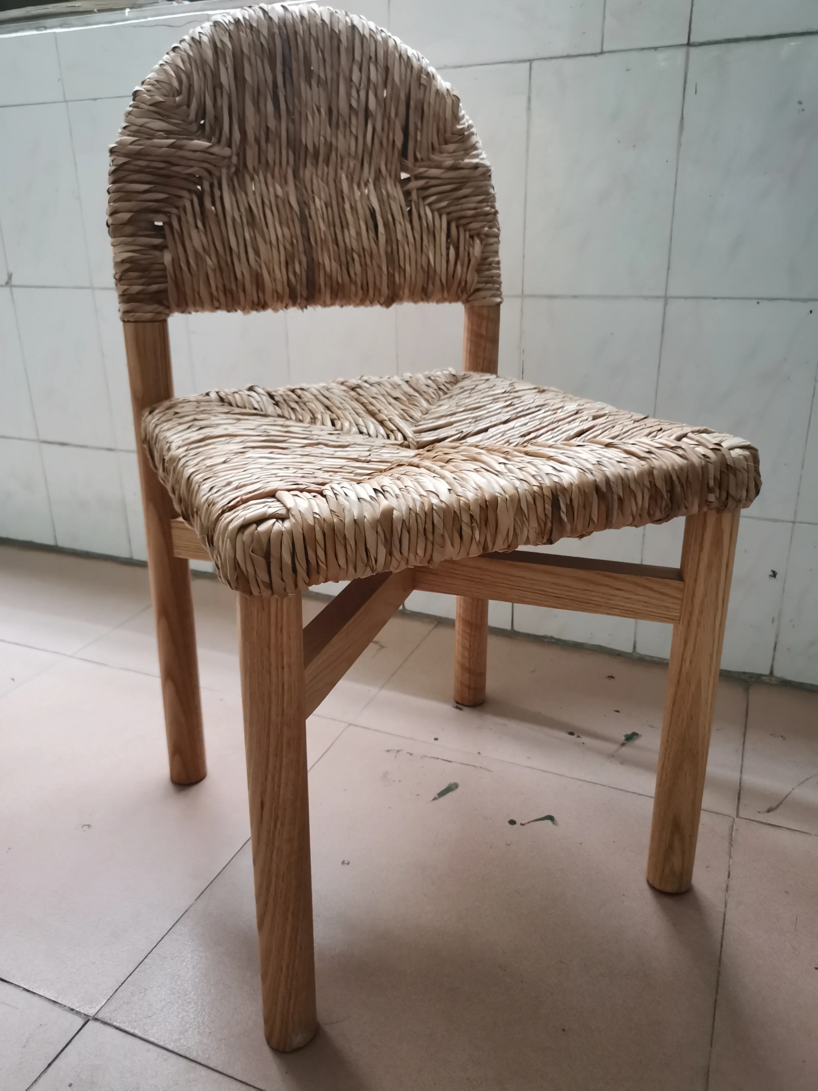 Modern Dining Room Solid Natural Sea Grass Rope Woven Chair Customized Teak Wood OAK Seagrass Rattan Dining Chair