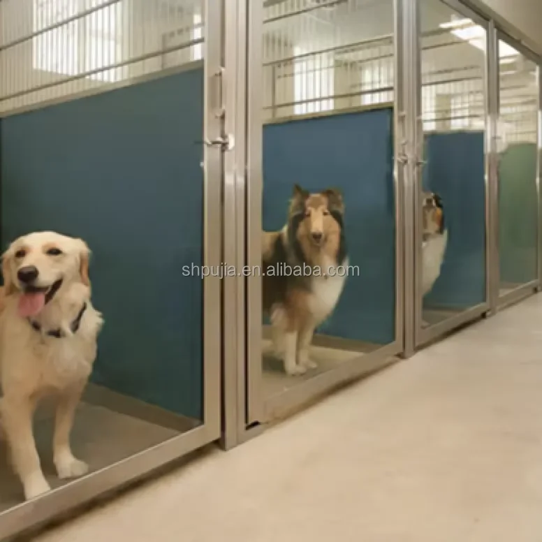 Customized dog kennel runs outdoor indoor Tempered Glasses  or stainless steel dog boarding kennels  for pet grooming clinic