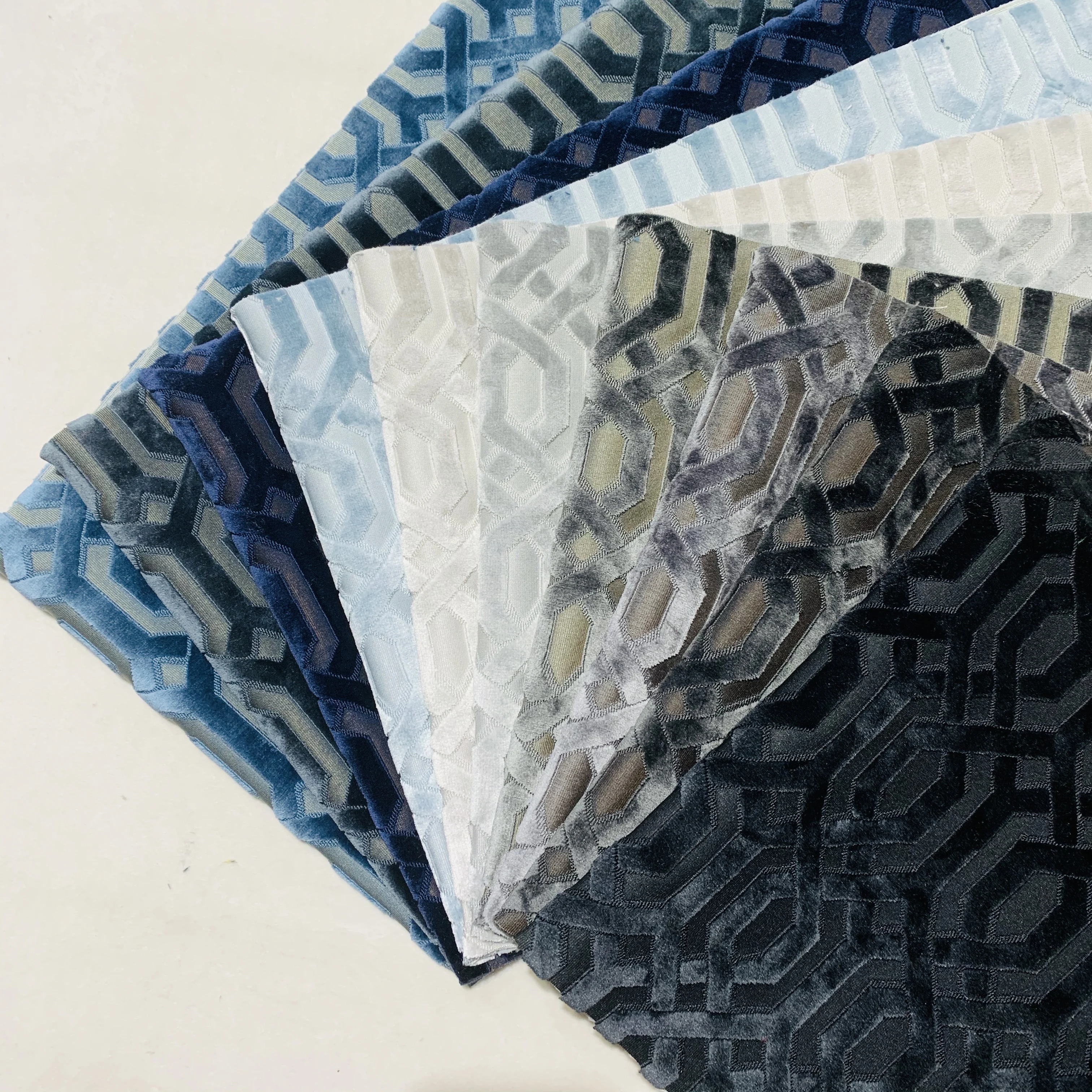 JES Jacquard Knitted 100% Polyester Velvet Sofa Chair Cushion Cover Fabric