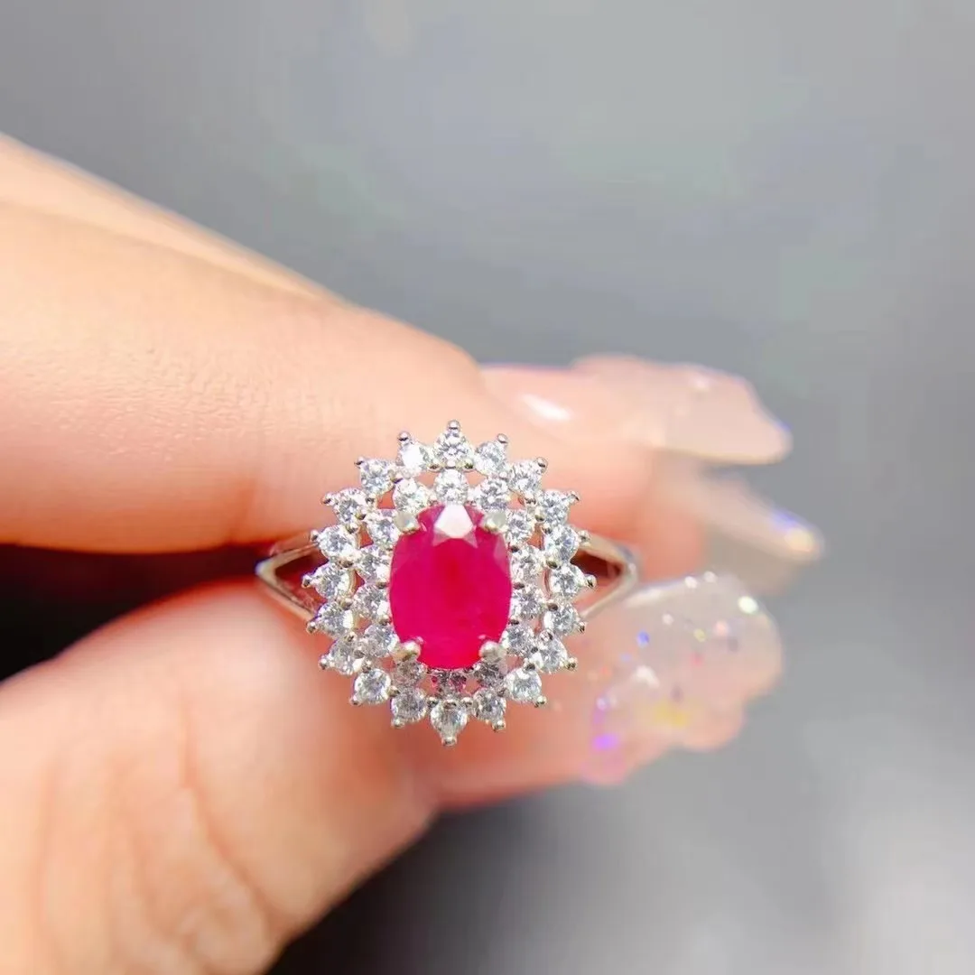 Factory Supply Custom 925 Sterling Silver Handmade Unique Engagement Natural Ruby Rings For Women