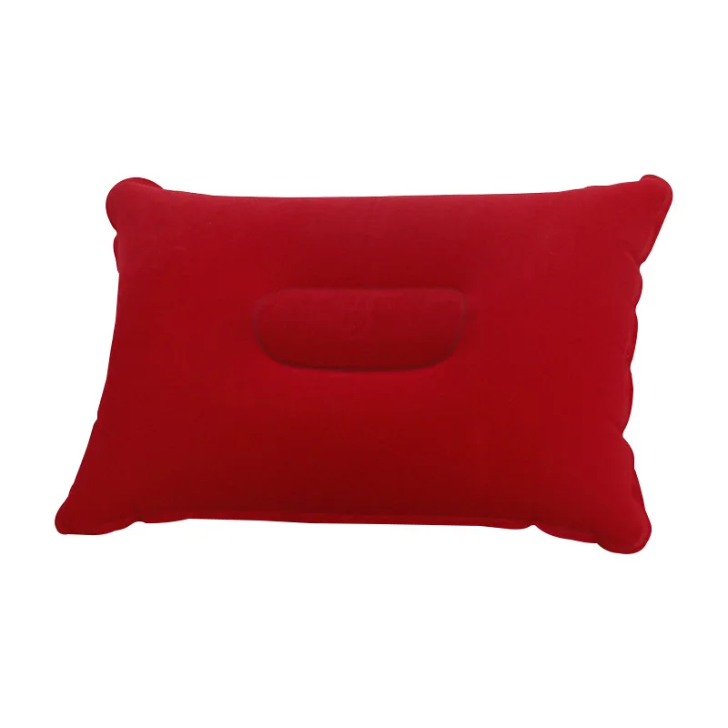 Portable Sleep Outdoor Travel Folding Air Inflatable Pillow Flocking Cushion inflatable camping travel pillow