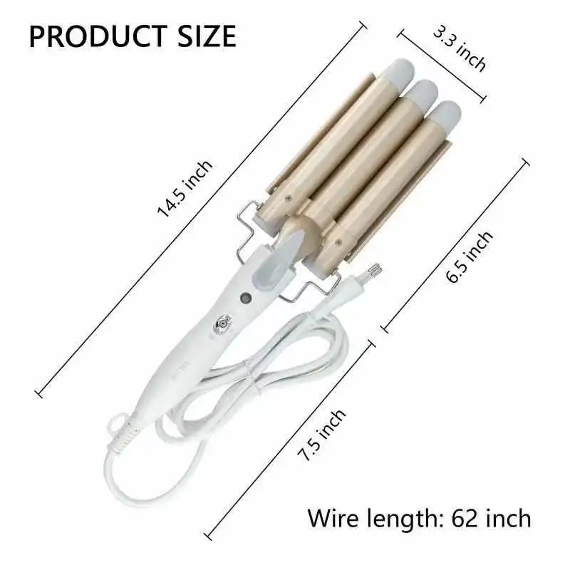 3 Barrel Curling Iron Wand 26mm Hair Waver Temperature Adjustable Ceramic Hair Curling Iron (Soft red)