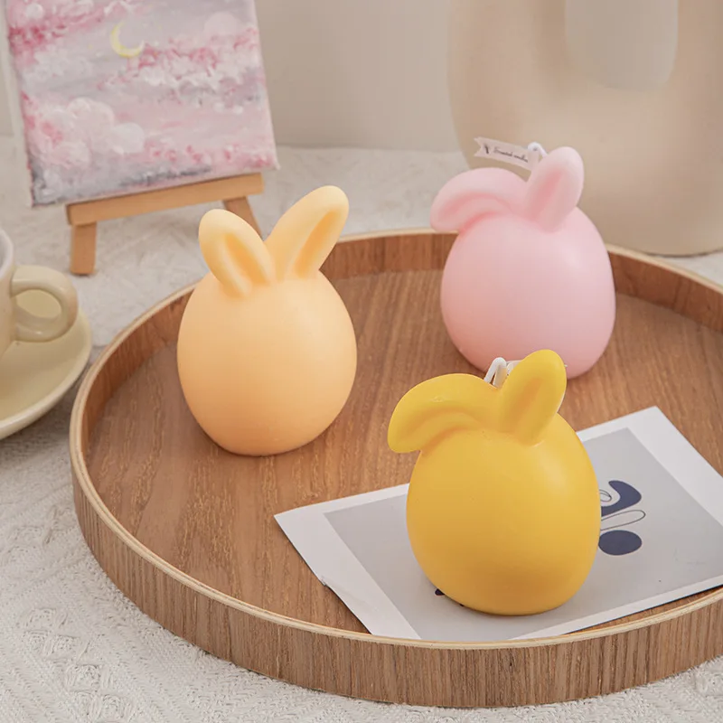 Wholesale Custom Private Label Easter Round Egg Rabbits Scented Candles