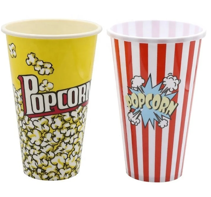 Set of 4 Black Duck Brand Personal Size Plastic Popcorn Buckets Bowls Fun Design Perfect Size (Set of 4, Small)