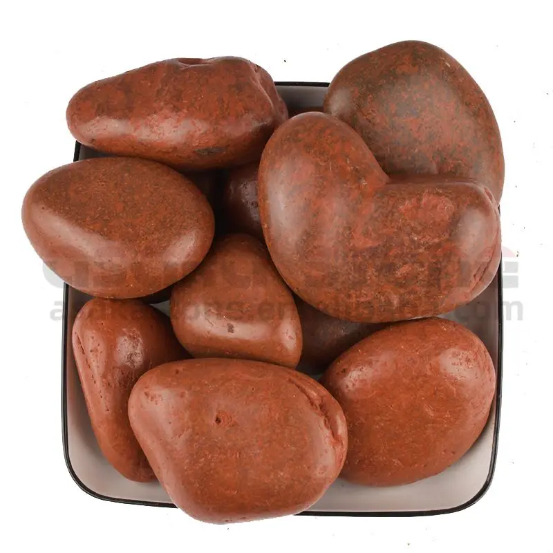 China Factory Supply High Polished Cobbles Red Cobblestones Outdoor Garden Stone Decorative Landscaping Rock River Stone Pebbles