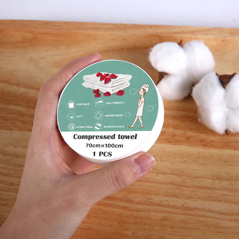Factory Customized Eco-Friendly Biodegradable Disposable Compressed Bath Towels Magic Travel Towels for Adults