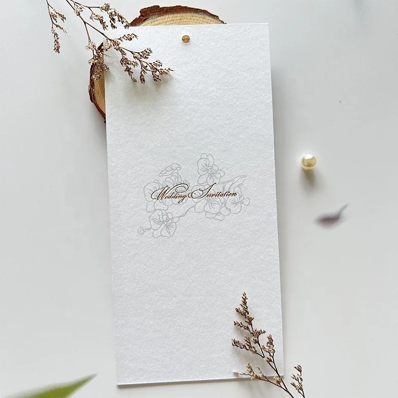 Wholesale Popular Luxury Double Side Printing Customized Thank you Card Cotton Textured Gold Foil Wedding Party Invitation Cards