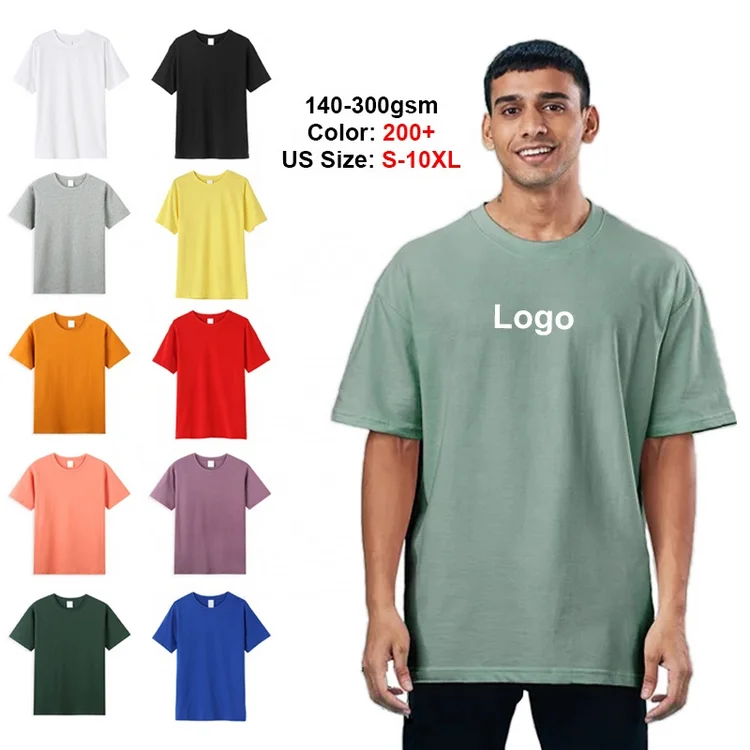 Prime Quality Custom Logo 280GSM Heavyweight Tshirts Tee Shirt 180 - 300 GSM Thick 100% Cotton Oversized Blank T Shirts Men