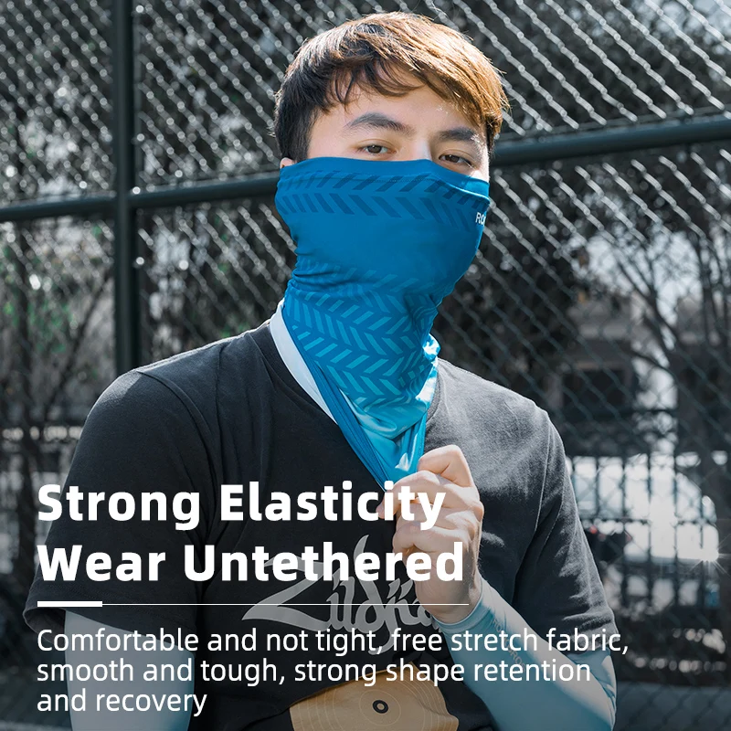 ROCKBROS Head Scarf Headband Neck Gaiter Breathable Comfortable Silk Fabric Outdoor Bandana Ice Silk Tube Bandana Scarf