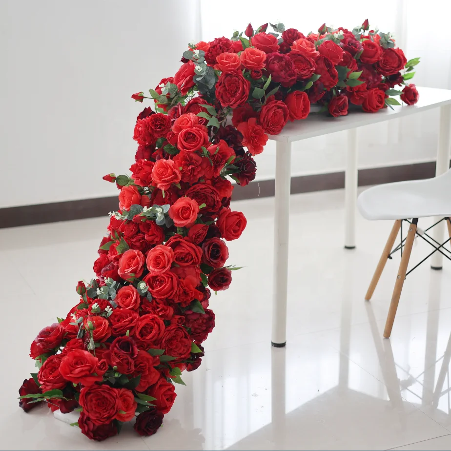 Rose Peony Flower Orchid Wedding Backdrop Arch Frame Decoration Hang Floral Row Runner For Wedding Party Event Flower Decor