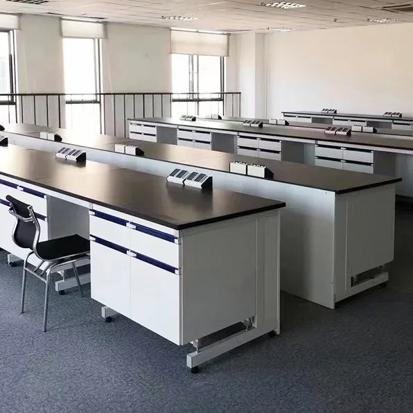 Commercial School Laboratory Furniture Physics Anti Chemicals Phenolic Resin Lab Table Side Wall Bench With Sink