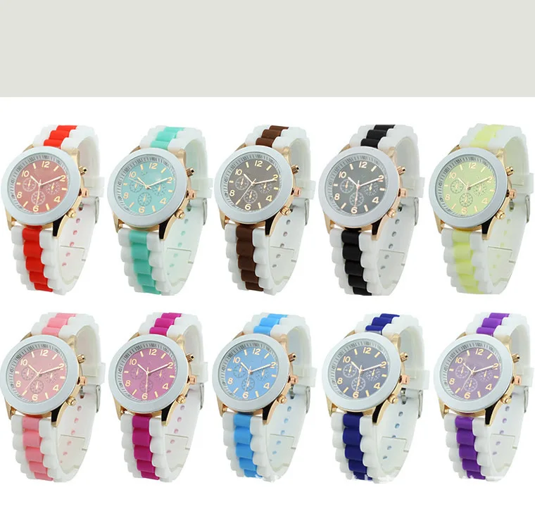 New arrival 12 colors Ladies Watch ,Classic Geneva Silicone Jelly watches for women and men